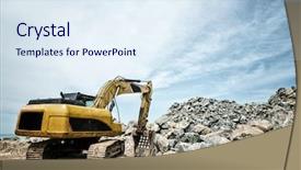  Presentation with stones and sand - Slide set with shovel mashine work with sand background and a  colored foreground