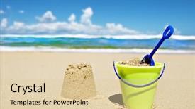  Presentation with toy - Slides having shovel on the beach background and a lemonade colored foreground