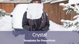  Presentation with car cleaning - PPT theme enhanced with shoveling removing snow after blizzard background and a ocean colored foreground