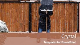  Presentation with blizzard - Amazing slides having shoveling removing snow after blizzard backdrop and a coral colored foreground