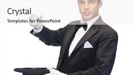  Presentation with top hat - Presentation design consisting of show concept - magician in top background and a white colored foreground