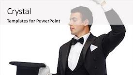  Presentation with top hat - PPT theme having show concept - magician in top background and a white colored foreground