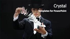  Presentation with magician - Colorful slide deck enhanced with show concept - magician in top backdrop and a black colored foreground