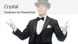 Presentation with top hat - PPT theme featuring show concept - magician in top background and a white colored foreground