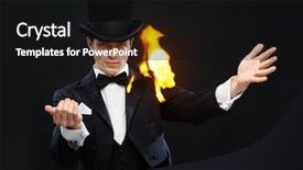  Presentation with top hat - Presentation design featuring show concept - magician in top background and a black colored foreground