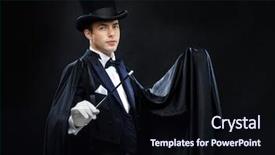 Presentation with magic wand - Presentation theme consisting of show concept - magician in top background and a wine colored foreground