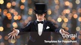  Presentation with top hat - Amazing PPT layouts having show concept - magician in top backdrop and a dark gray colored foreground
