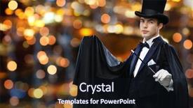  Presentation with magic wand - PPT layouts consisting of show concept - magician in top background and a wine colored foreground