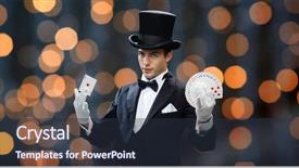  Presentation with top hat - Amazing slide deck having show concept - magician in top backdrop and a tawny brown colored foreground