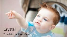  Presentation with baby sitting - Colorful slide deck enhanced with show hand - caucasian 1 year old boy backdrop and a soft green colored foreground