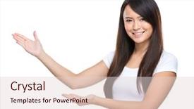  Presentation with young sing woman singing young - Beautiful presentation theme featuring show hand - young woman ok sign backdrop and a  colored foreground