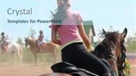  Presentation with show - Presentation with show-jumping background and a cool aqua colored foreground