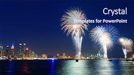  Presentation with 4th july - Theme having show of new york city background and a navy blue colored foreground