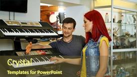  Presentation with music - Amazing PPT layouts having show piano - beautiful young couple in music backdrop and a  colored foreground