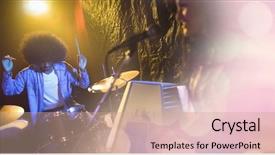  Presentation with concert - Colorful PPT theme enhanced with show piano - digital composite of people backdrop and a coral colored foreground