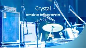  Presentation with stage lights - Theme with show piano - microphone and synthesizer on concert background and a ocean colored foreground