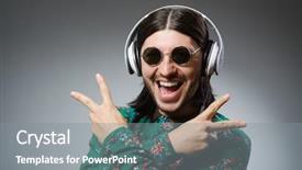  Presentation with show - Amazing slides having show piano - young man with headphones backdrop and a gray colored foreground