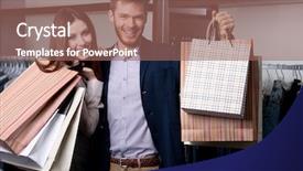  Presentation with show - PPT layouts consisting of show their purchases after shopping background and a violet colored foreground