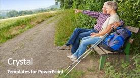  Presentation with goal - Slides having show way - senior couple searching goal background and a coral colored foreground