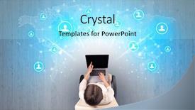  Presentation with quit social media - PPT theme consisting of show way - social media concept with woman background and a arctic colored foreground