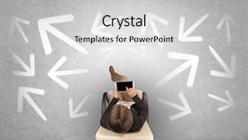  Presentation with office chair - Cool new PPT layouts with show way - woman sitting in office backdrop and a light gray colored foreground