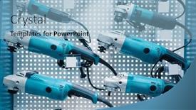  Presentation with power - Presentation design having showcase-with-angle-grinders background and a light blue colored foreground