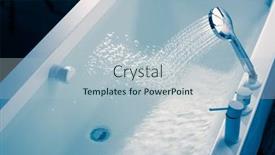  Presentation with stream - PPT theme consisting of shower-filling-a-bathtub background and a light blue colored foreground