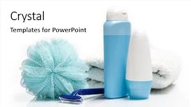  Presentation with accessories - Audience pleasing presentation consisting of shower gel - bath accessories backdrop and a white colored foreground