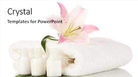  Presentation with lily - Theme enhanced with shower gel - beautiful lily with towel background and a white colored foreground