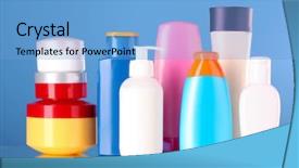  Presentation with beauty products - Presentation design consisting of shower gel - bottles of health and beauty background and a  colored foreground