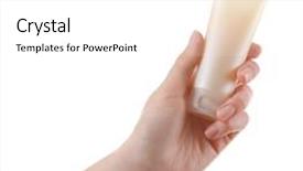  Presentation with cosmetics - Cool new slide set with shower gel - female hand with cosmetics bottle backdrop and a white colored foreground