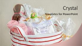 Presentation with baby shower gifts - Colorful slide set enhanced with shower gifts against color background backdrop and a  colored foreground