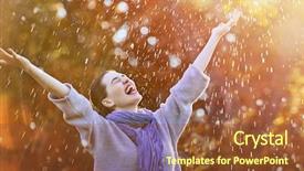  Presentation with rainfall - Colorful presentation design enhanced with shower girl is enjoying rainfall backdrop and a tawny brown colored foreground