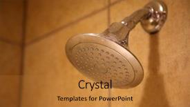  Presentation with water - Presentation with shower head with water spraying background and a gold colored foreground