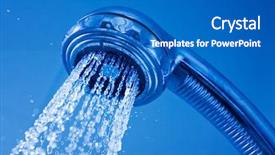  Presentation with spring of water - Presentation theme consisting of shower nozzle sprays water down background and a teal colored foreground