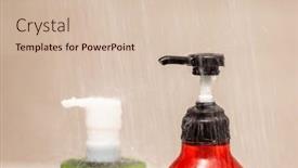  Presentation with shampoo - Presentation featuring shower-over-the-bottle background and a soft green colored foreground