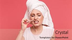  Presentation with pink white - Theme featuring shower plucking her mustache background and a coral colored foreground