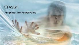  Presentation with behind curtain - Presentation design with beautiful woman in shower silhouette behind the curtain background and a light blue colored foreground