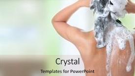  Presentation with hair shampoo - Colorful slide deck enhanced with shower washing her hair backdrop and a coral colored foreground