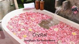  Presentation with tub - Colorful PPT theme enhanced with showers flowers - bath tub with flower petals backdrop and a coral colored foreground