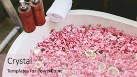  Presentation with tub - Presentation theme enhanced with showers flowers - bath tub with flower petals background and a lemonade colored foreground