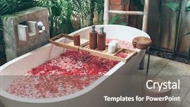  Presentation with beauty products - Slides having showers flowers - bathtub with flower petals background and a gray colored foreground