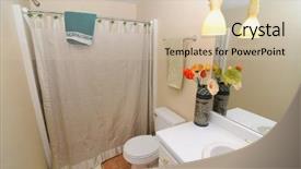  Presentation with elegant flowers - Colorful PPT theme enhanced with showers flowers - elegant bathroom interior backdrop and a soft green colored foreground