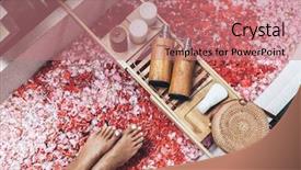  Presentation with beauty products - Beautiful slides featuring showers flowers - female feet in bathtub backdrop and a coral colored foreground