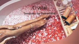  Presentation with beauty products - PPT layouts featuring showers flowers - female legs in bathtub background and a coral colored foreground