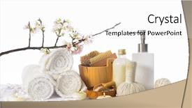  Presentation with cherry - Beautiful slide deck featuring showers flowers - spa bath setting with cherry backdrop and a white colored foreground