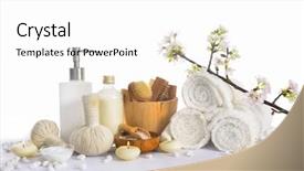  Presentation with cherry - Beautiful presentation design featuring showers flowers - spa bath setting with cherry backdrop and a white colored foreground