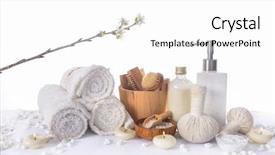  Presentation with cherry - PPT theme featuring showers flowers - spa bath setting with cherry background and a white colored foreground