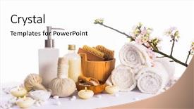 Presentation with handmade spa bath soap - Audience pleasing PPT theme consisting of showers flowers - spa bath setting with cherry backdrop and a white colored foreground
