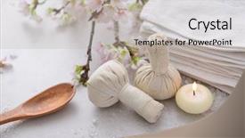  Presentation with salt - Presentation consisting of showers flowers - spa setting with cherry flower background and a light gray colored foreground